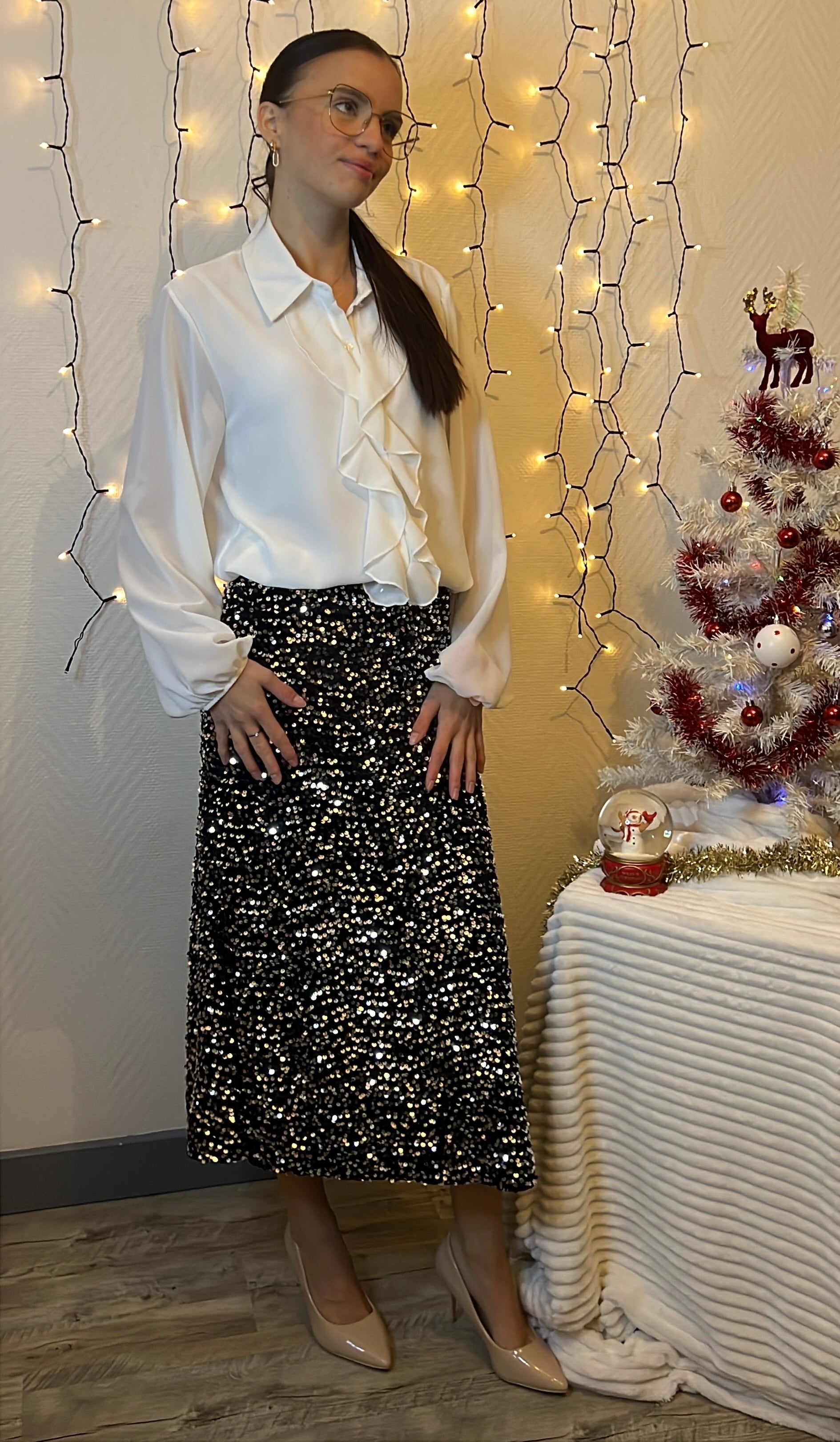 Jupe à sequins (Alina) Argent