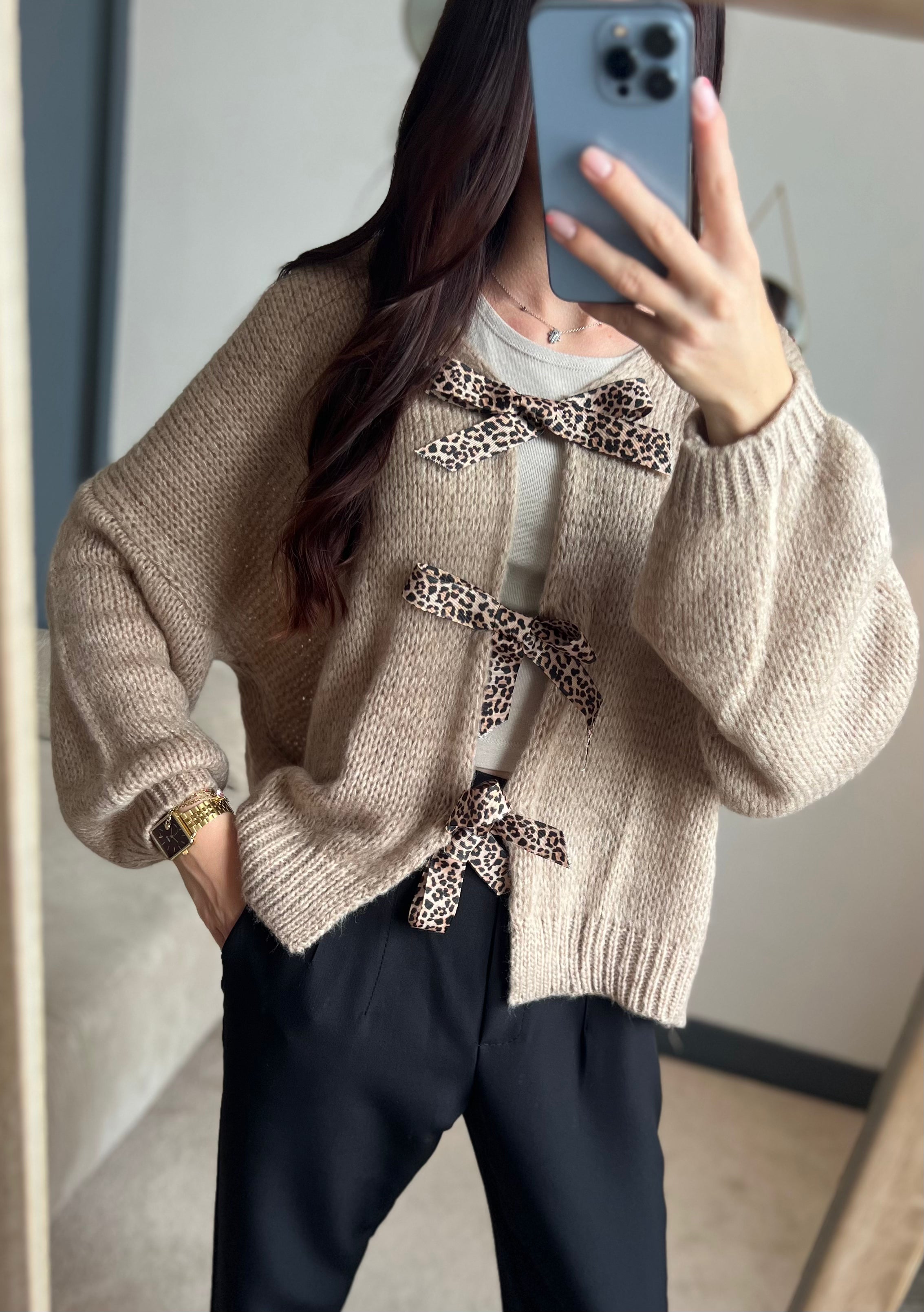 Gilet à noeud léopard (Azélia)